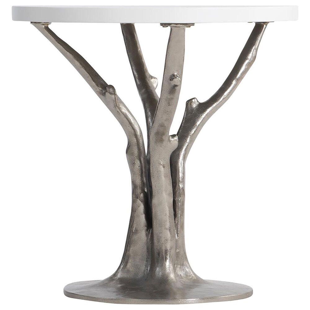Bernhardt Cyprus End Table in Shiny Nickel and Bone - Table Only, , large