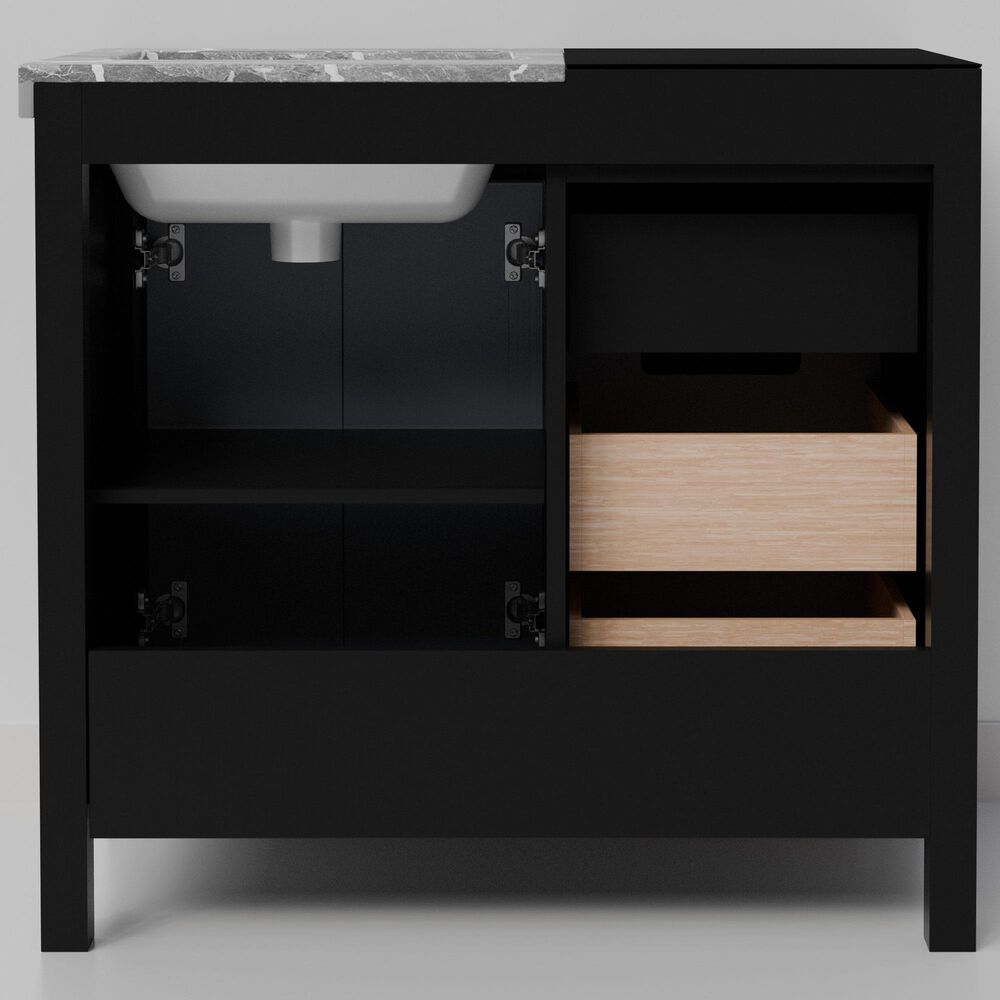 Lexora Home Zilara 36&quot; Single Bathroom Vanity in Black and Grey with 11 cm Castle Grey Marble Top and Rectangular Sink, , large