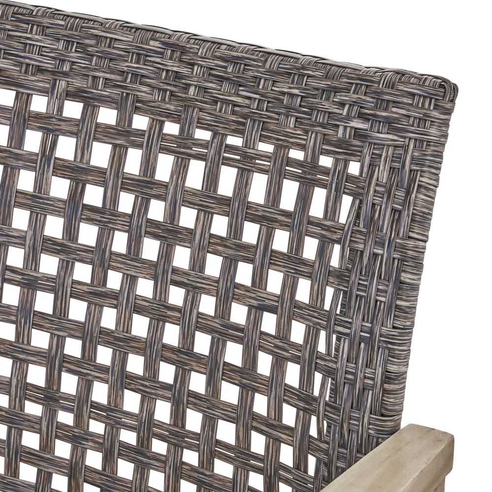 Hearth and Haven Hampton Outdoor Wicker Loveseat with Wooden Frame in Grey, , large