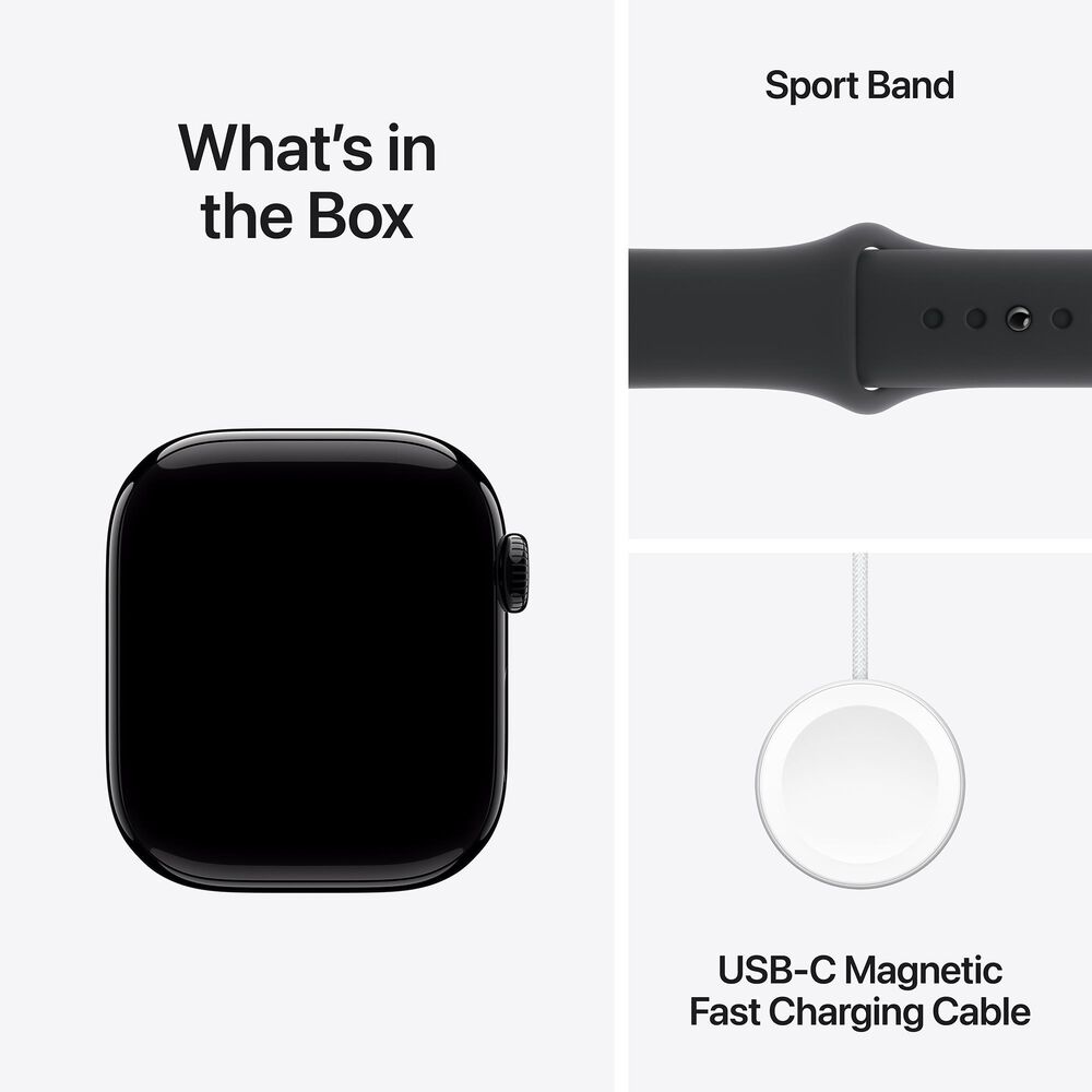 Apple Watch Series 10 GPS + Cellular 42mm Jet Black Aluminum Case with Black Sport Band - S/M, , large