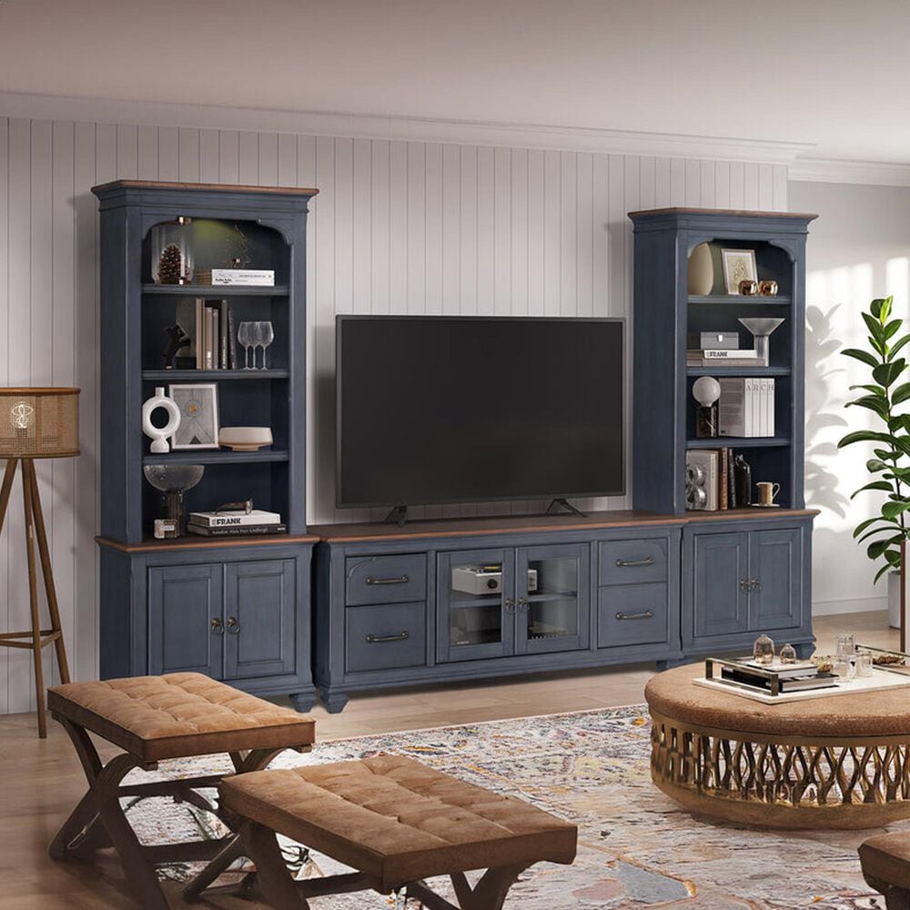 Legends Furniture Americana 84&quot; TV Stand in Corduroy Blue and Brown, , large