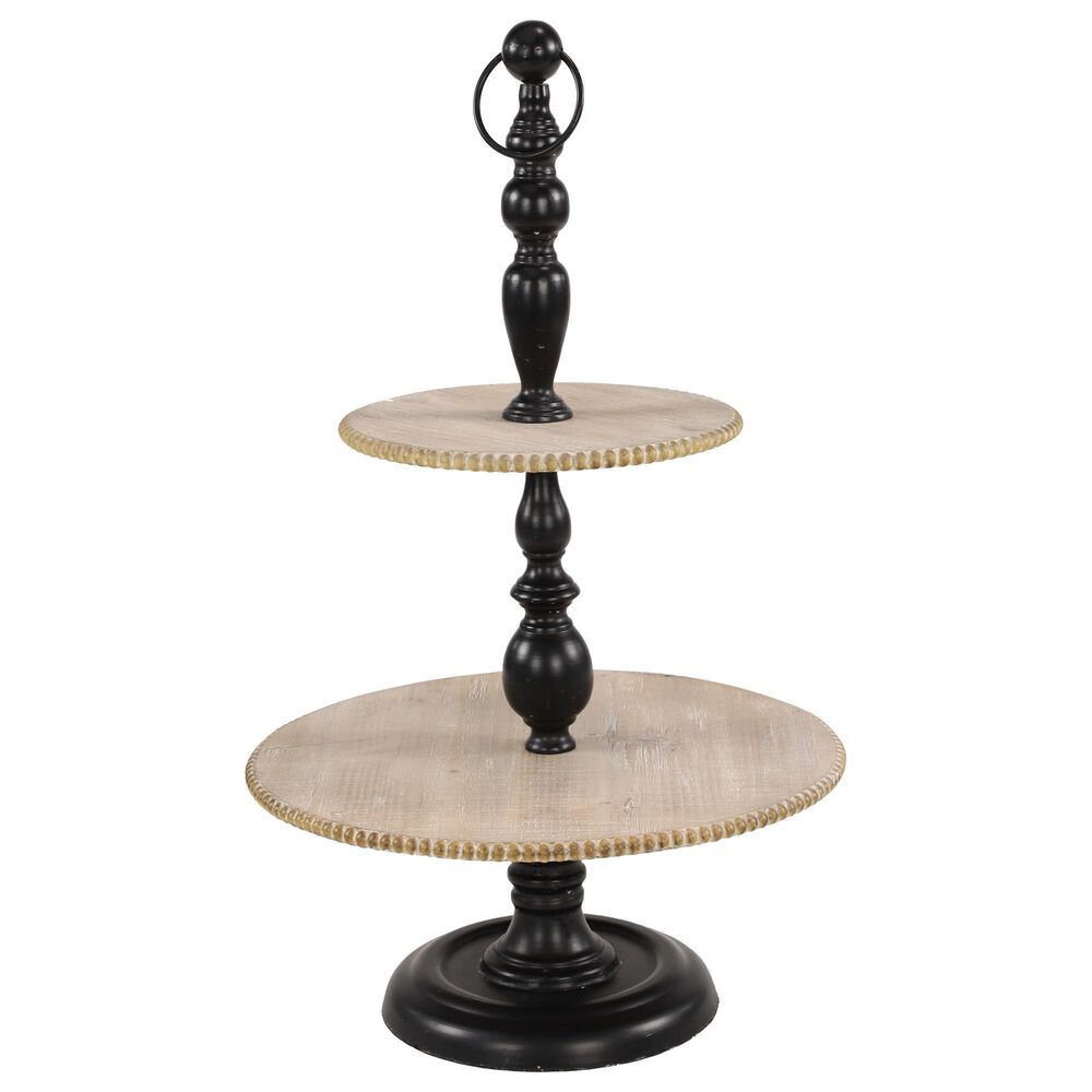 Maple and Jade Rustic Tiered Server in Black, Whitewashed and Light Beige, , large
