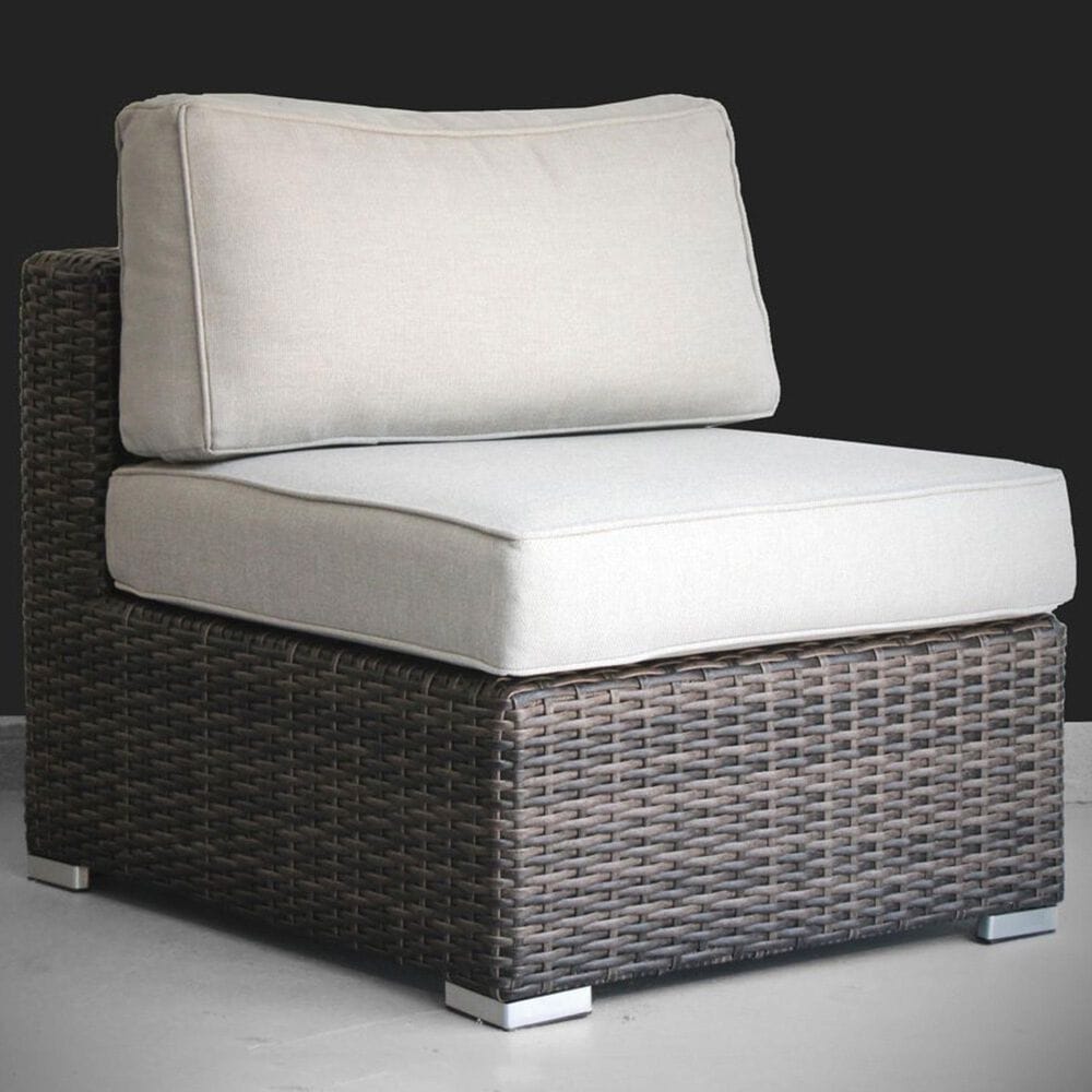 Hearth and Haven Minnesota Outdoor Sectional Armless Seat with Brown Wicker in Light Gray (Set of 2), , large