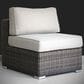 Hearth and Haven Minnesota Outdoor Sectional Armless Seat with Brown Wicker in Light Gray (Set of 2), , large
