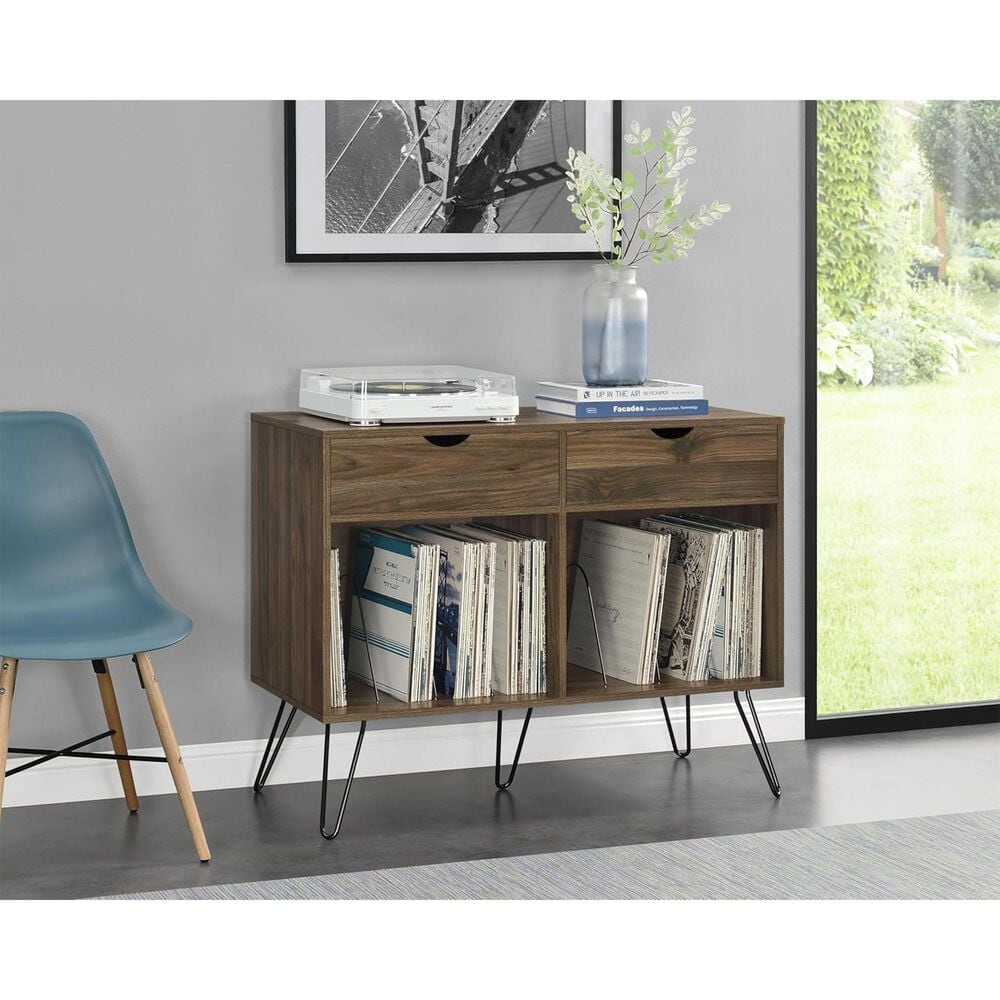 DHP Turntable Stand with Drawers in Walnut, , large