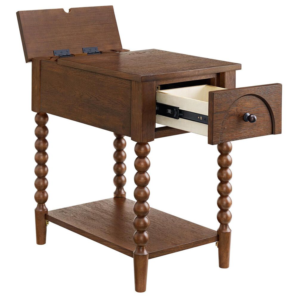 Forma &amp; Co Turn Wood Chairside Table in Cocoa Brown, , large