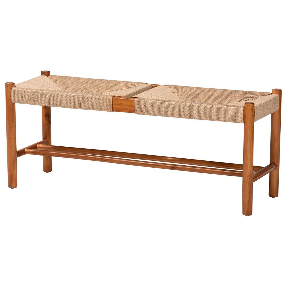 Baxton Studio Saura Bench in Natural and Oak Brown, , large