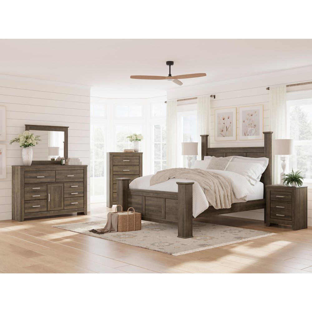 Ashley Juararo Queen Poster Bed in Dark Brown, , large
