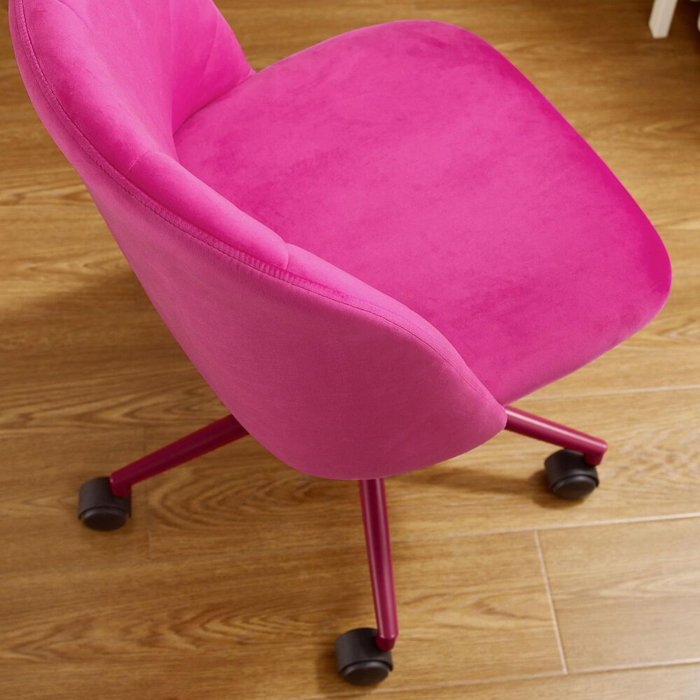 Linon Home Decor Adalynn Swivel Desk Chair with Hot Pink Cushion in Pink, , large