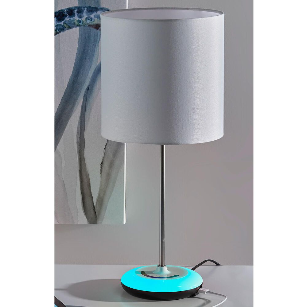 Adesso Mia Changing Table Lamp in Brushed Steel with White Base, , large