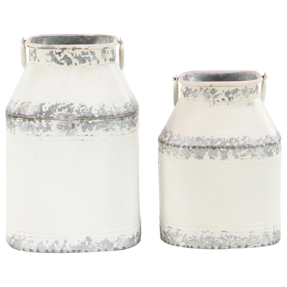 Maple and Jade Farmhouse Metal Jars in White (Set of 2), , large