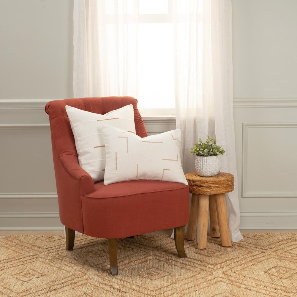 Rizzy Home 20&quot; x 20&quot; Striped Polyester Filled Throw Pillow in Ivory and Brown, , large