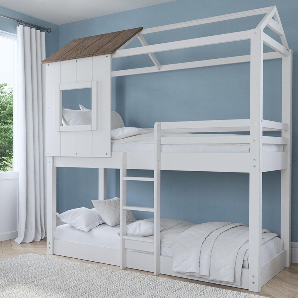 Eastern Shore Lodge Twin over Loft Bunk Bed in Cookies and Cream, , large