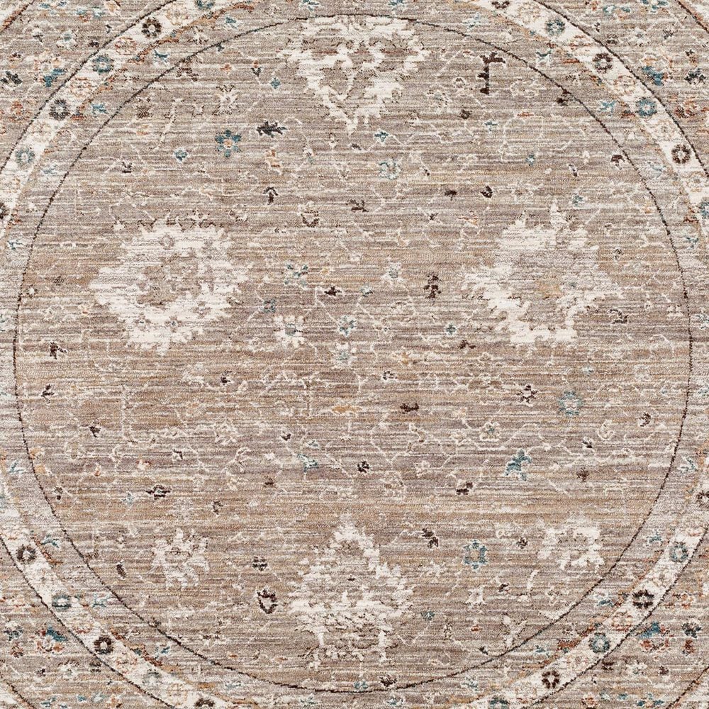 Surya Carlisle 5&#39;3&quot; Round Sage, Ivory, Pale Blue, Charcoal and Brown Area Rug, , large