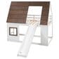Hearth and Haven Twin over Twin House Bunk Bed with Roof in White and Brown, , large