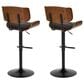 LumiSource Lombardi Adjustable Swivel Barstool with Espresso Faux Leather Upholstery in Black and Walnut (Set of 2), , large