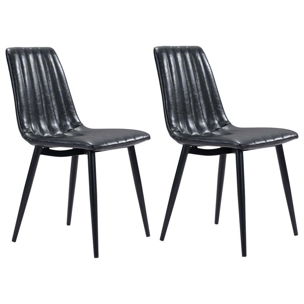Zuo Modern Dolce Dining Chair in Vintage Black/Black (Set of 2), , large
