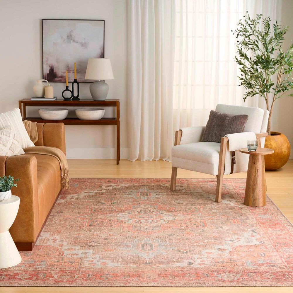 Nourison Vintage Washables Coral and Taupe 9'10" x 13'2" Area Rug, , large