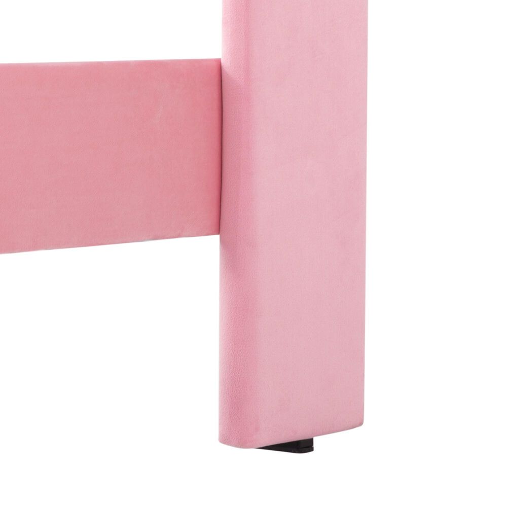 HOMLUX Queen Upholstered Platform Bed Frame with Velvet Headboard in Pink, , large