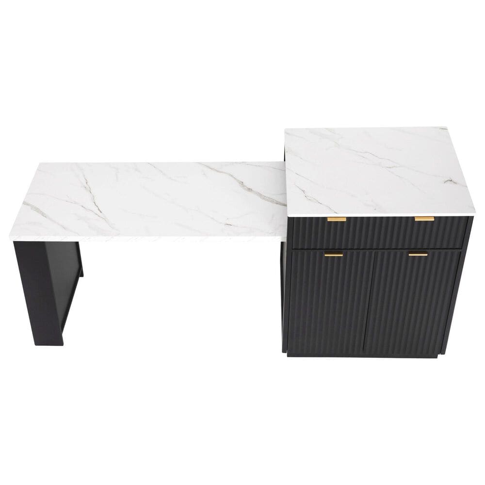 HOMLUX 83" Fluted Kitchen Island in Black, , large