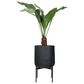 Creative Coop Round Planter with Chevron Pattern on Stand in Black, , large