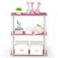 HOMLUX 3-Tier Compact Open Storage Bookshelf in Pink and White, , large