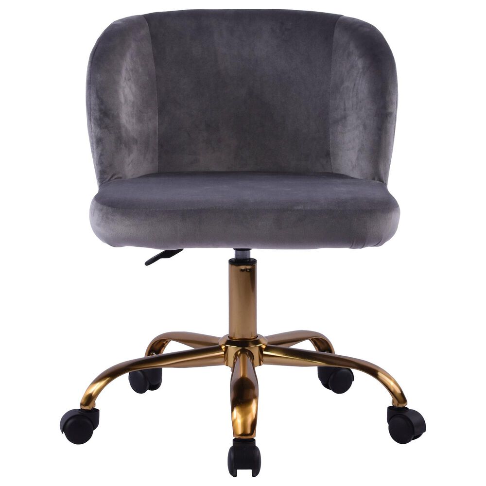Impressions Vanity Rylee Swivel Vanity Chair with Dark Grey Cushion in Antique Gold, , large