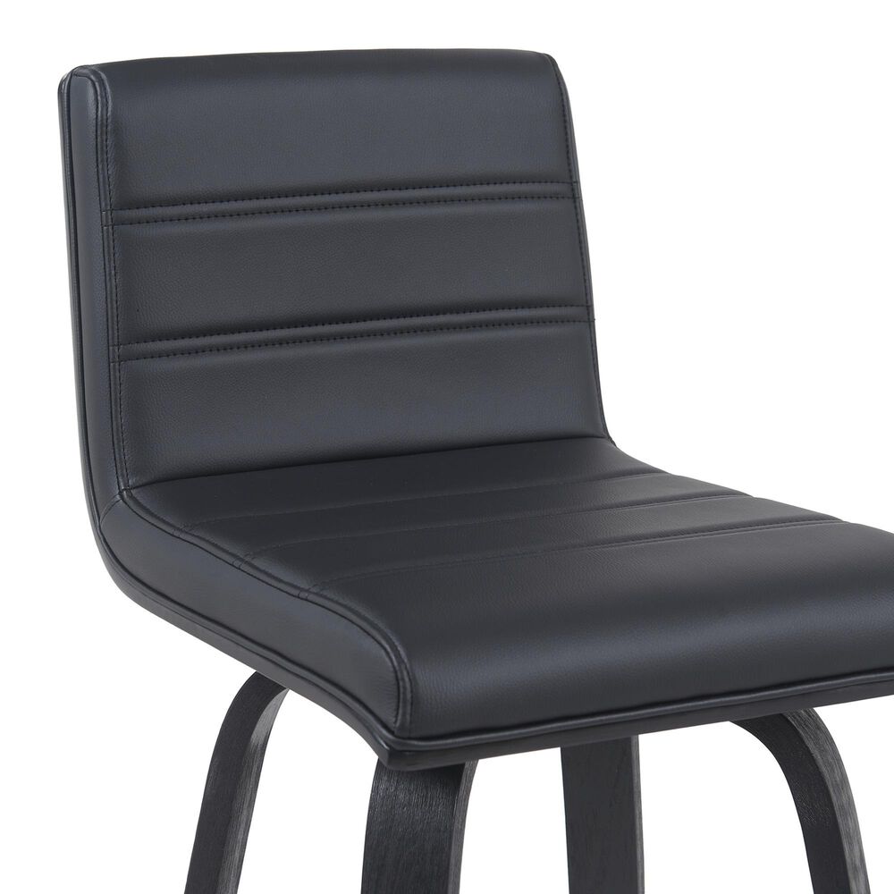 Armen Living Vienna Swivel Bar Height Stool with Black Upholstery in Black Brushed, , large