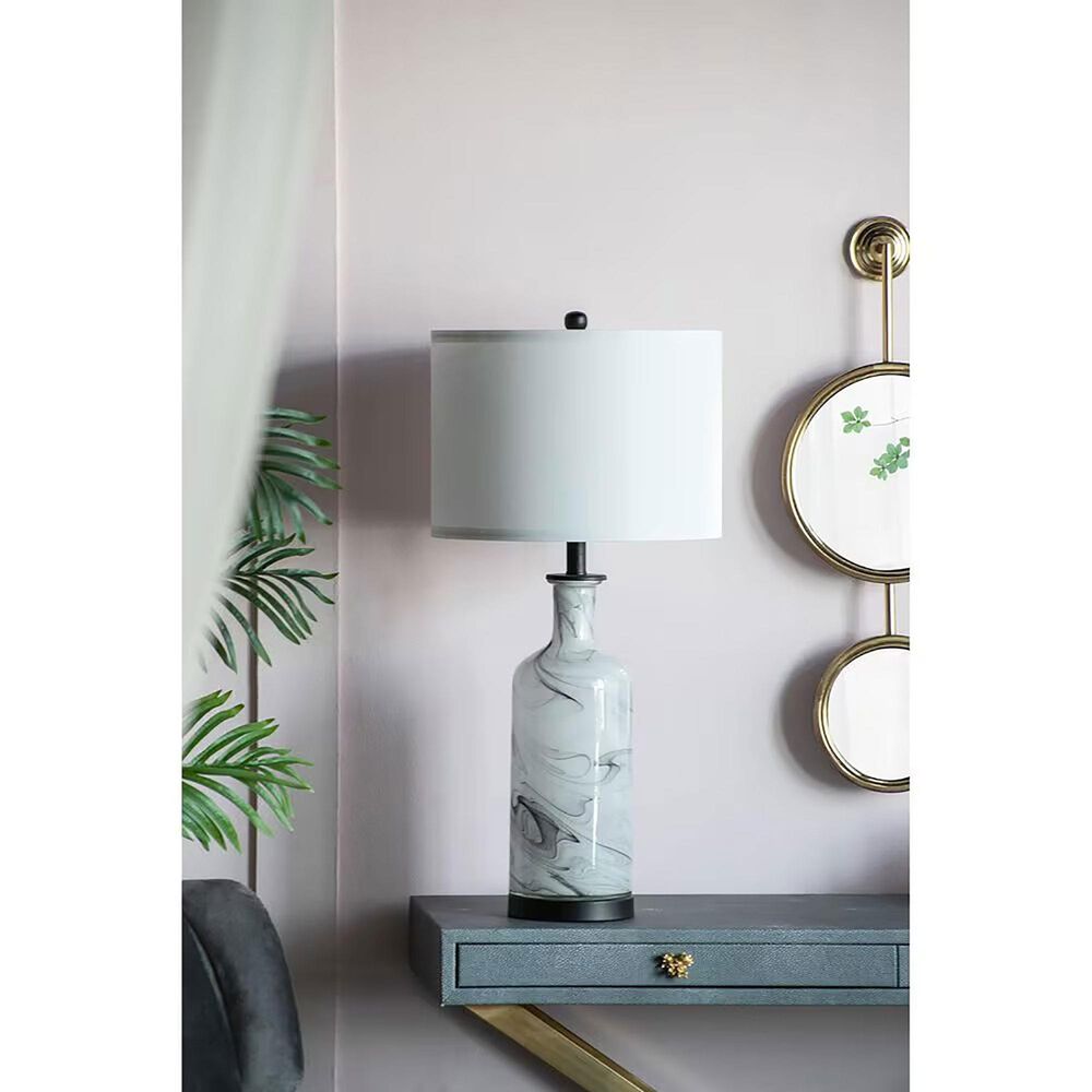 A&amp;B Home Sarris Swirl Table Lamp in Gray and White, , large