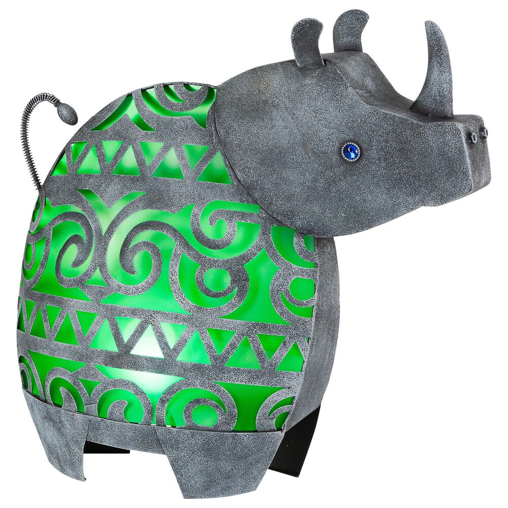 The Gerson Company 20.47" Solar Rhino in Burnished Silver and Green, , large