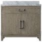 Lexora Home Laurel 36" Single Bathroom Vanity in Grey Oak with White Carrara Marble Top and Rectangular Sink, , large
