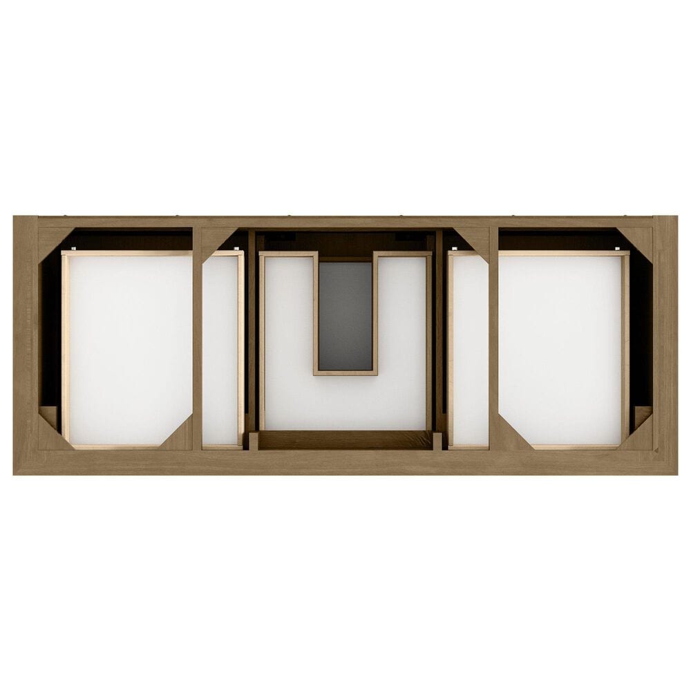 James Martin Vanities Brookfield 60" Single Bathroom Vanity in Honey Oak with Single Hole 3 cm White Zeus Quartz Top and Rectangular Sink, , large