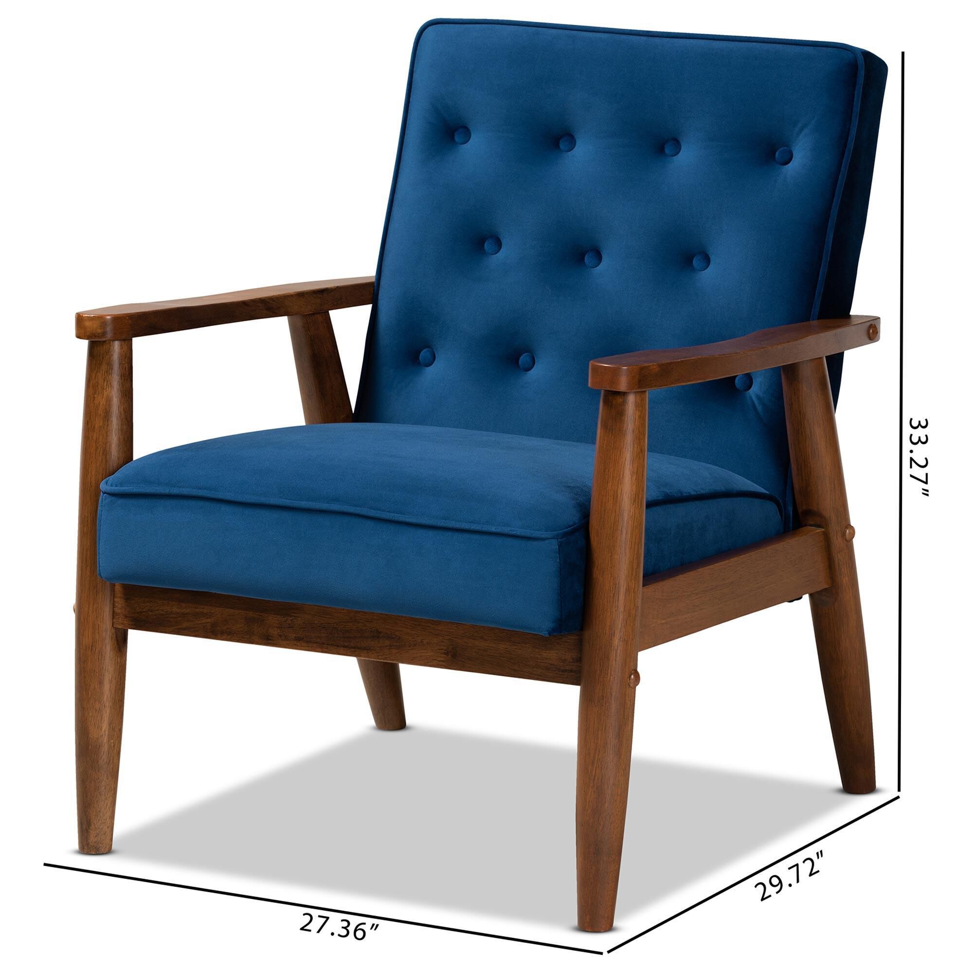 Baxton Studio Sorrento Arm Chair in Navy Blue