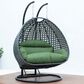 Leisuremod Patio 2-Seat Hanging Egg Swing Chair with Dark Green Cushion in Charcoal, , large