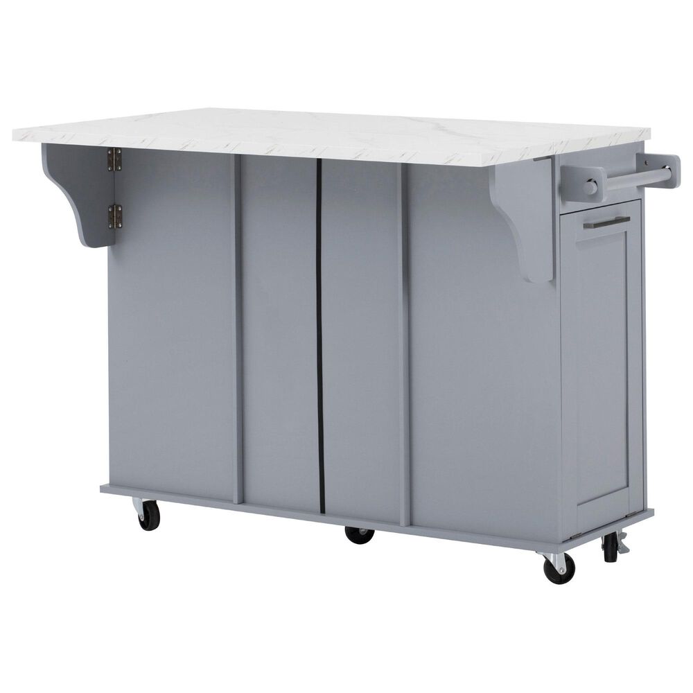 HOMLUX 51" Kitchen Island with Tilt Trash Can Cabinet in Grey, , large