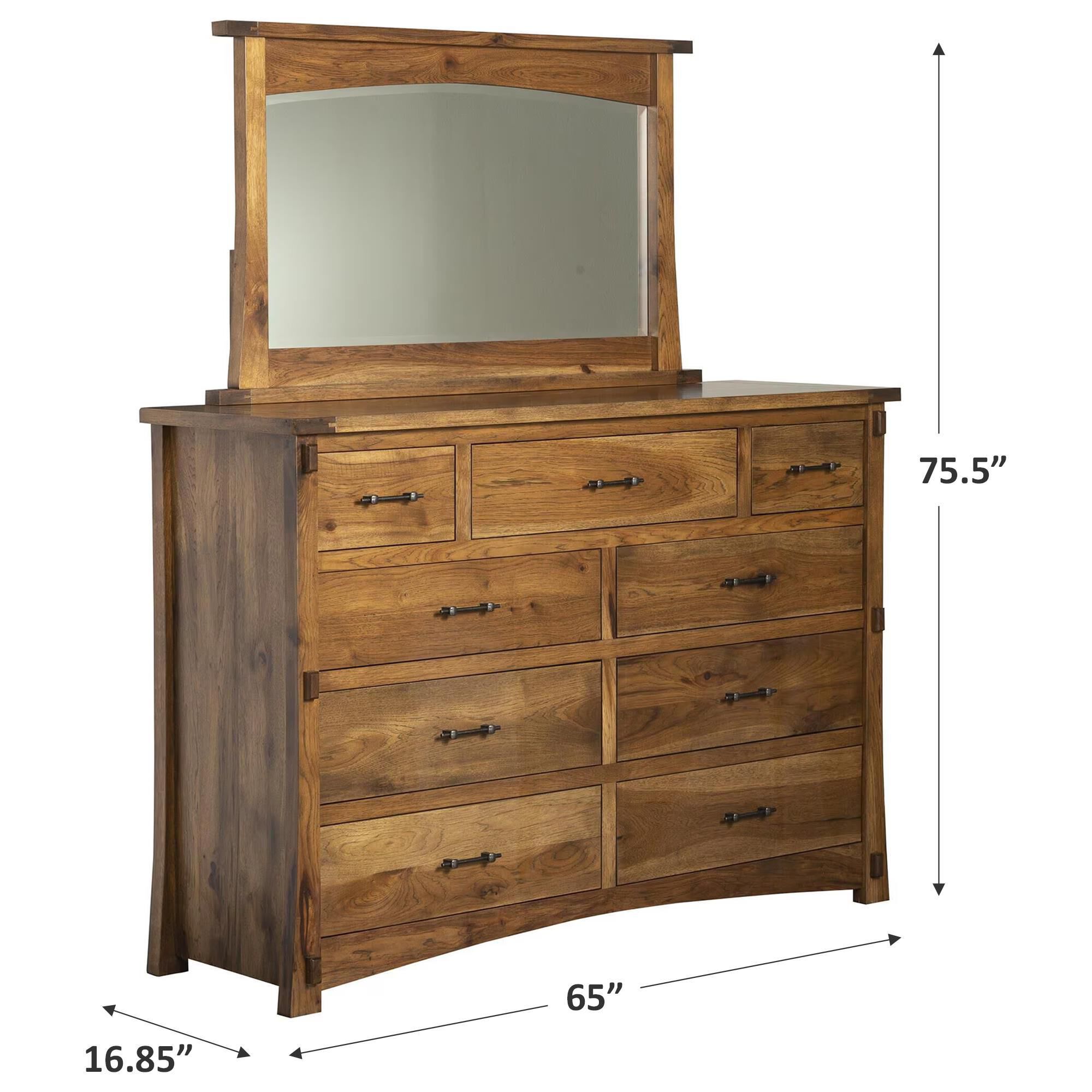 Briarwood Jack and Jill 9 Drawer Dresser and Mirror in Rustic