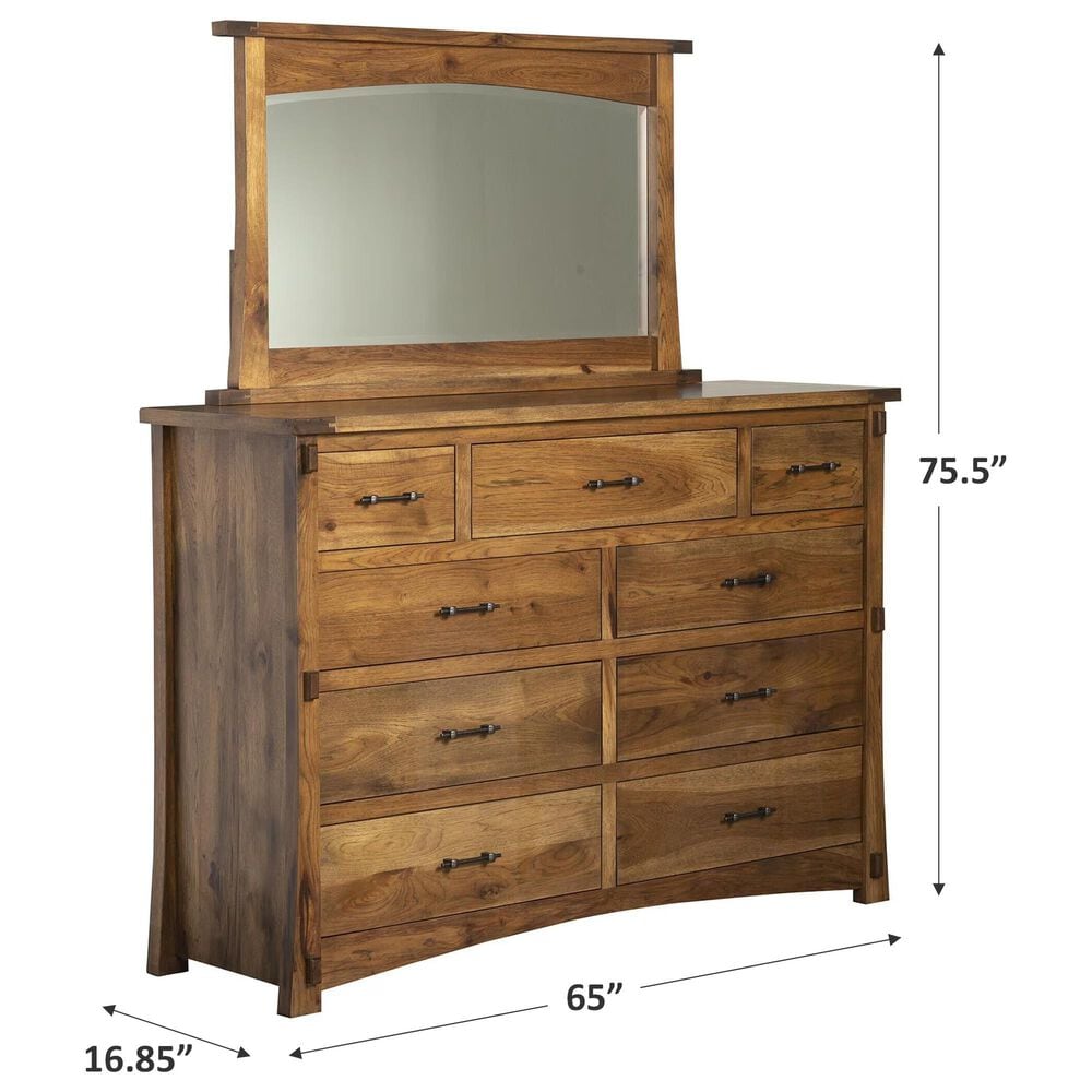 Briarwood LLC Jack and Jill 9 Drawer Dresser and Mirror in Rustic Hickory Cappuccino, , large