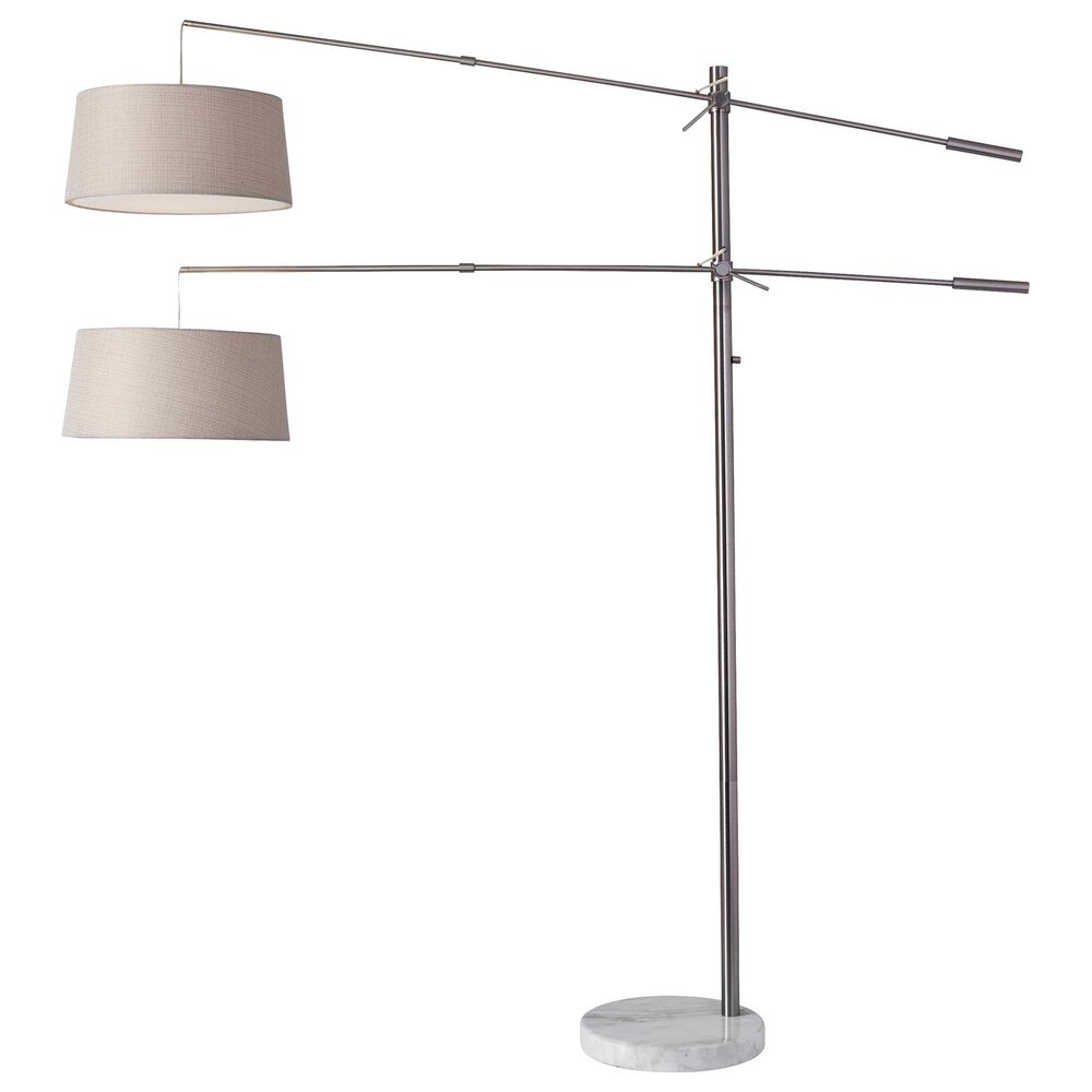 Adesso Manhattan 2-Arm Arc Lamp in Brushed Steel, , large