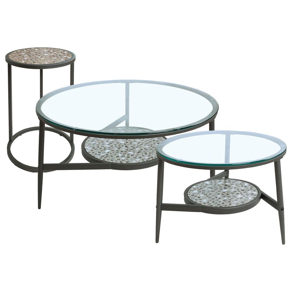 Furniture of America Louie 3-Piece Accent Table Set in Gun Metal, , large