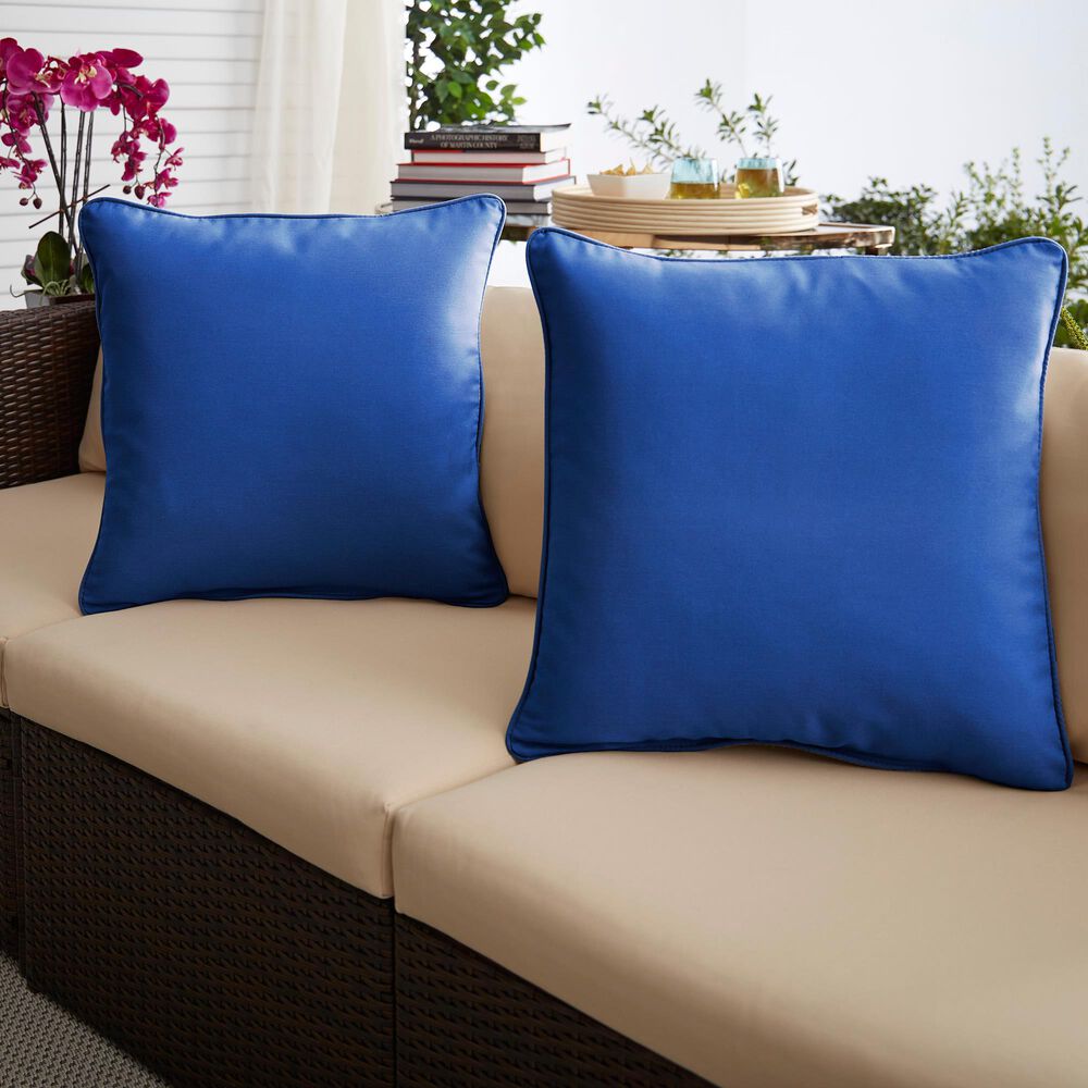 Sorra Home Sunbrella 18" Pillow in Canvas True Blue (Set of 2), , large