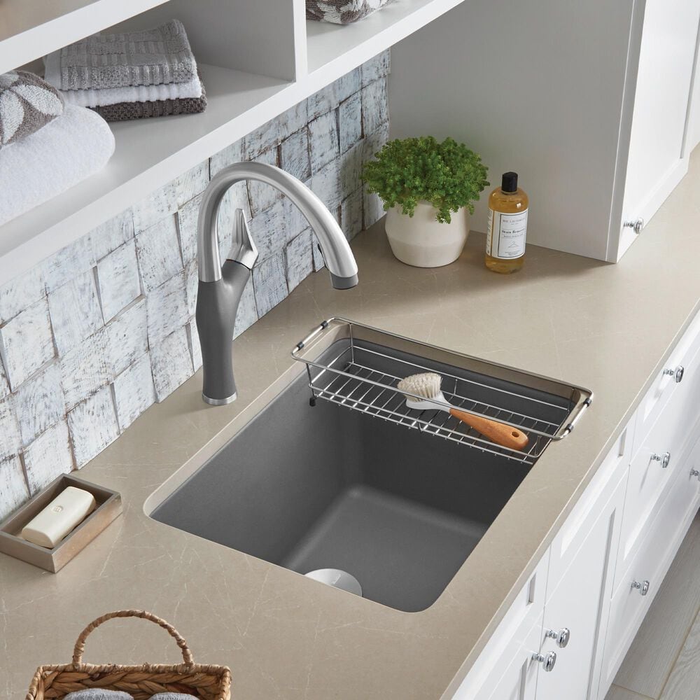 Blanco Liven 25&quot; Dual Mount Laundry Sink in Cinder, , large