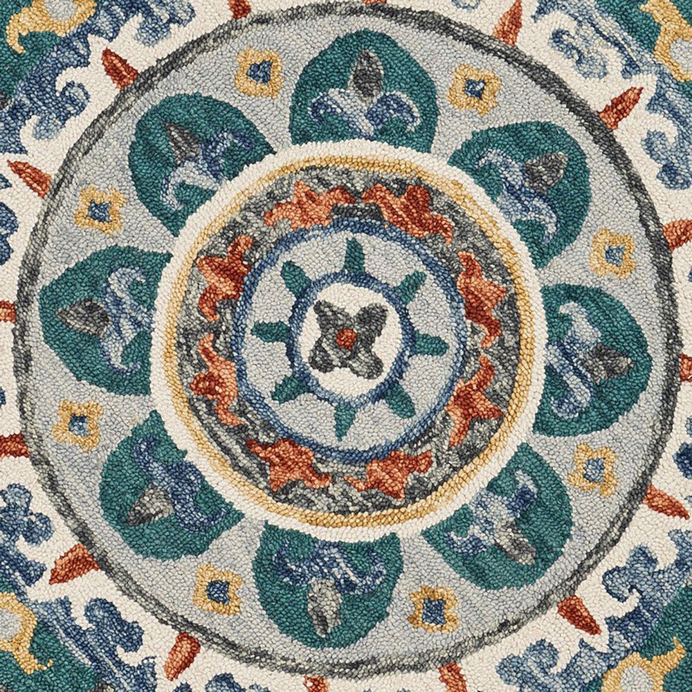 L&amp;R Resources Sinuous Eclectic Floral Mandala 4&#39; Scalloped Green and Multicolor Area Rug, , large
