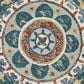 L&R Resources Sinuous Eclectic Floral Mandala 4" Scalloped Green and Multicolor Area Rug, , large