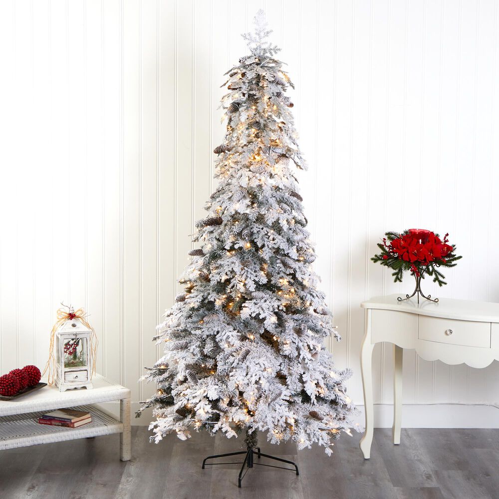 Nearly Natural Inc 8' Flocked Montana Down Swept Spruce Artificial