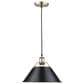 Golden Lighting Orwell 1-Light Wide Large Pendant with Matte Black Shade in Aged Brass, , large