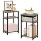 HOMLUX 3-Tier Metal Frame End Table with Storage Shelves in French Oak Grey and Black (Set of 2), , large