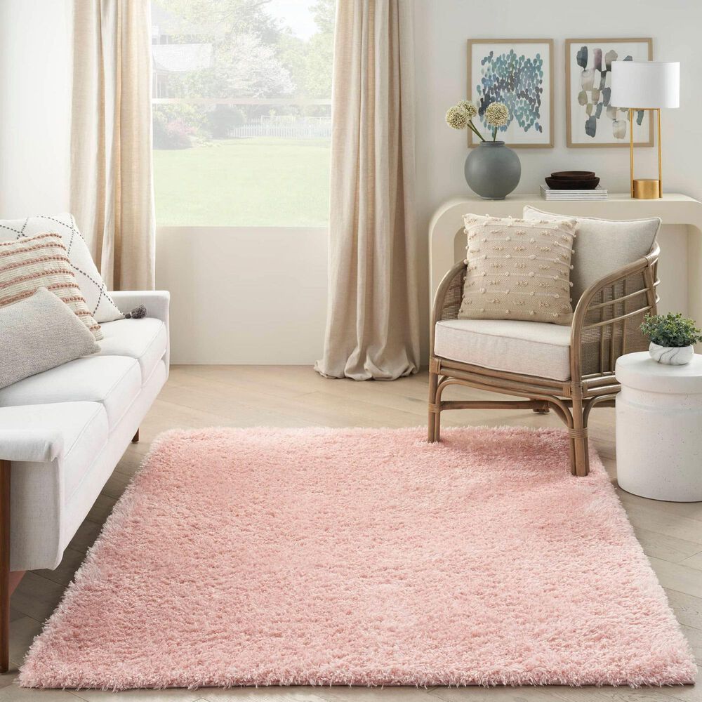 Nourison Lush Shag 5&#39;3&quot; x 7&#39;3&quot; Blush Area Rug, , large