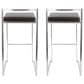 Lumisource Fuji Stackable Barstool with Brown Faux Leather in Brushed Stainless Steel (Set of 2), , large