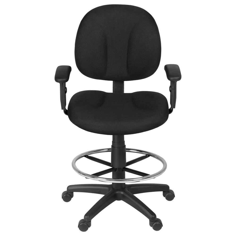 Regency Global Sourcing Comfort Series Swivel Computer Task Chair with Adjustable Arms and Drafting Kit in Black, , large