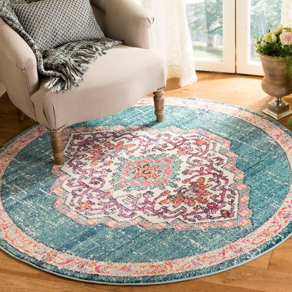Safavieh Monaco MNC254J 5&#39; Round Blue Area Rug, , large